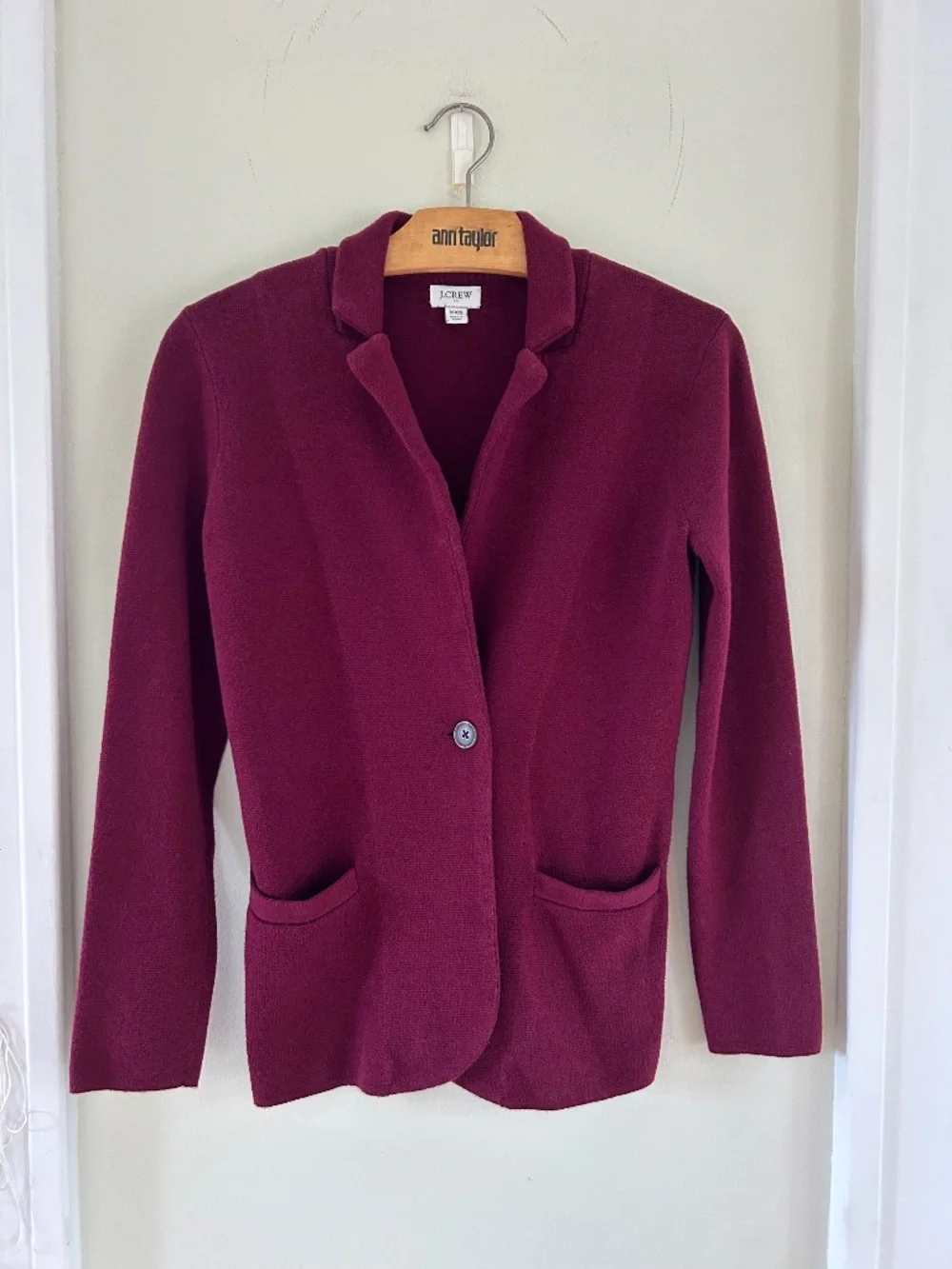 J Crew Burgandy Knit Blazer